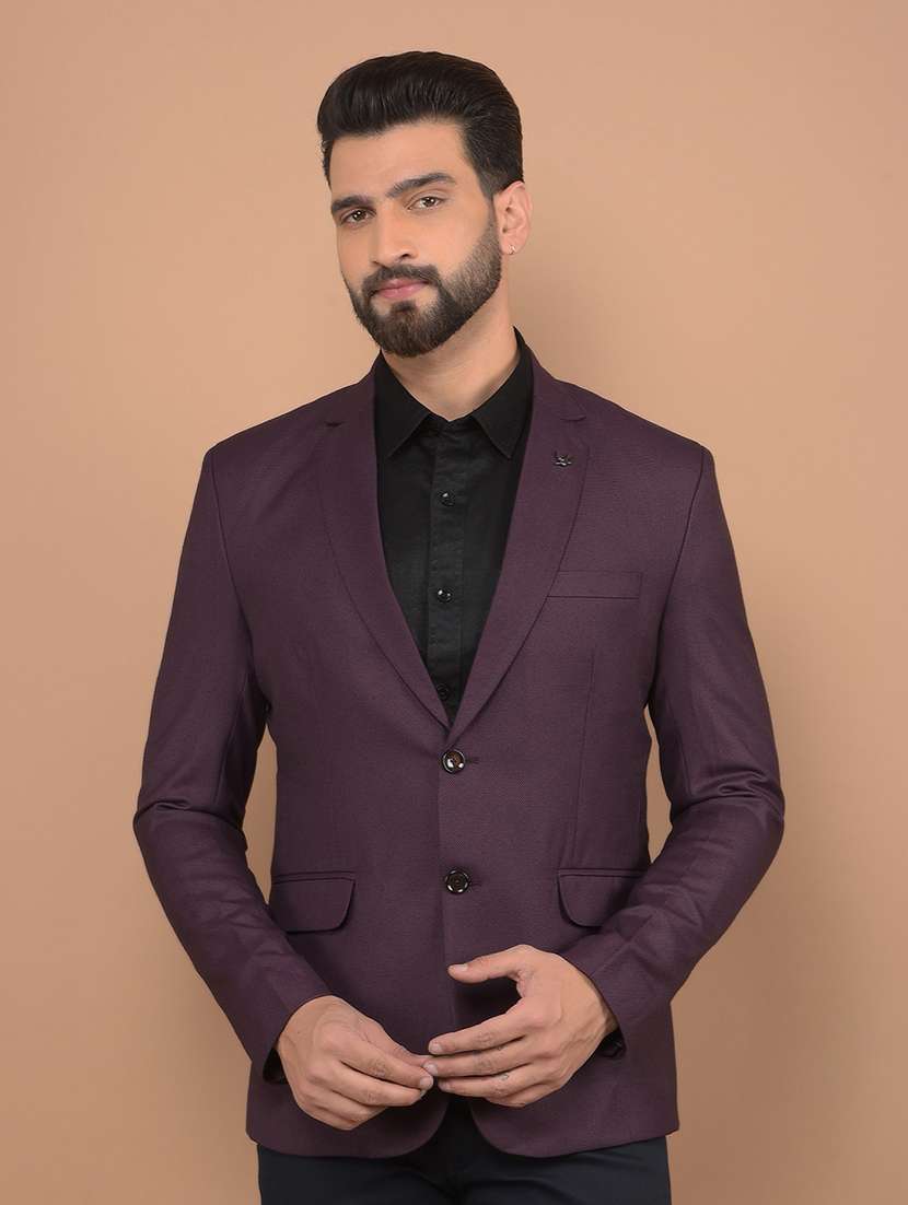 men maroon single breasted casual blazer - 21639066 -  Zoom Image - 0