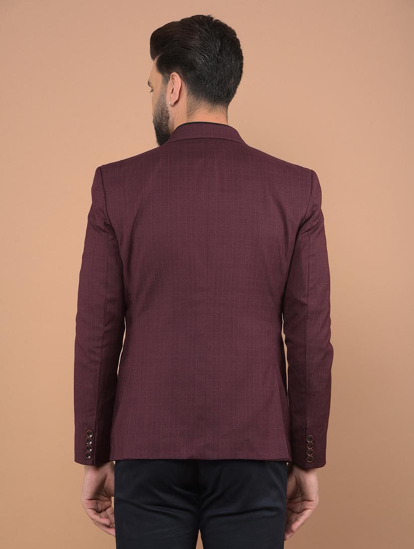 men maroon single breasted casual blazer - 21639073 - Standard Image - 3