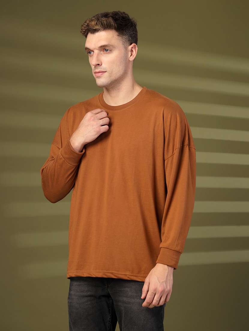 men plain long sleeve oversized t-shirt