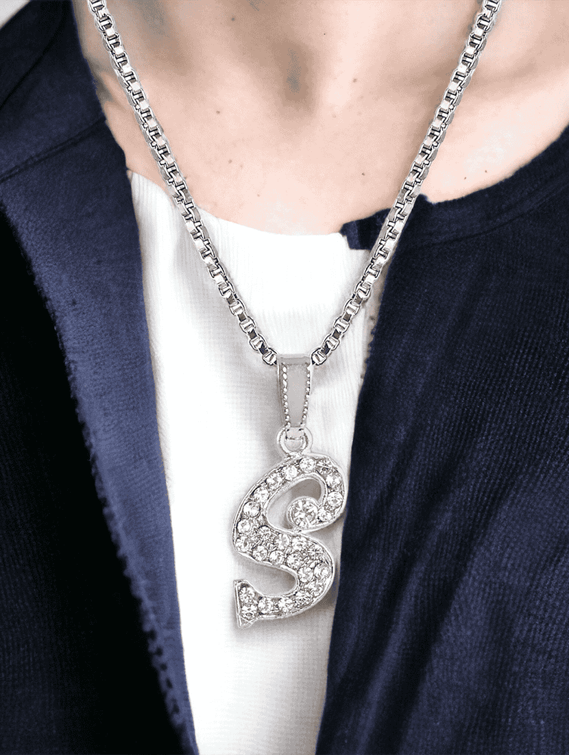 men personalized letter pendant with chain - 21639114 - Standard Image - 3
