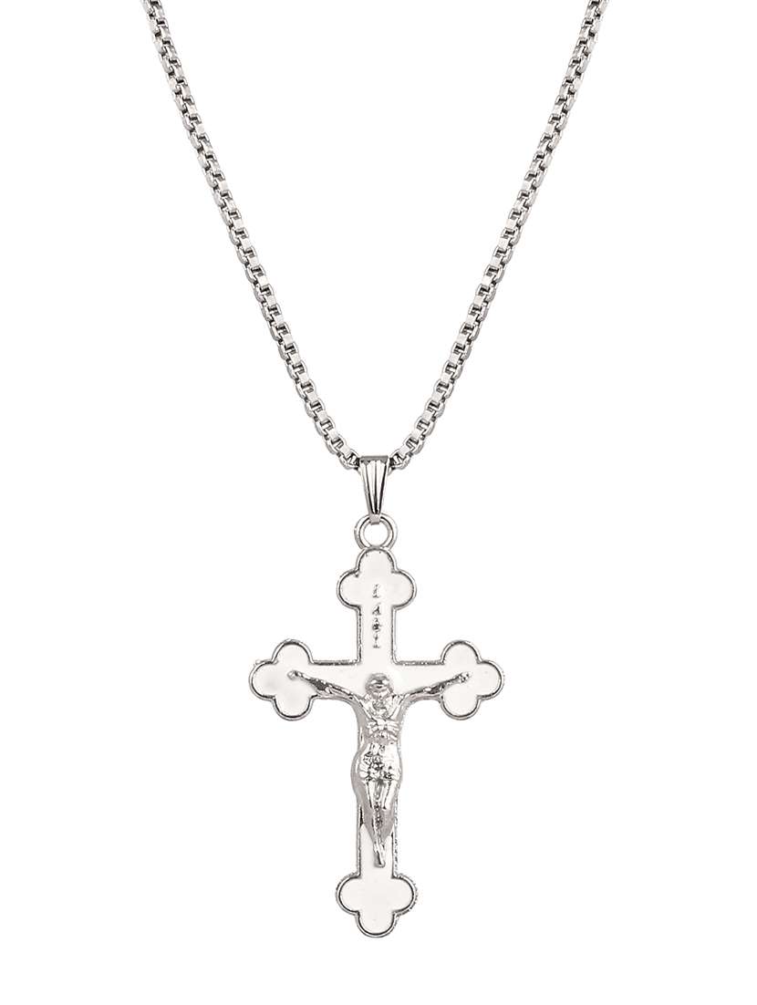 men saint praying jesus cross pendant with chain