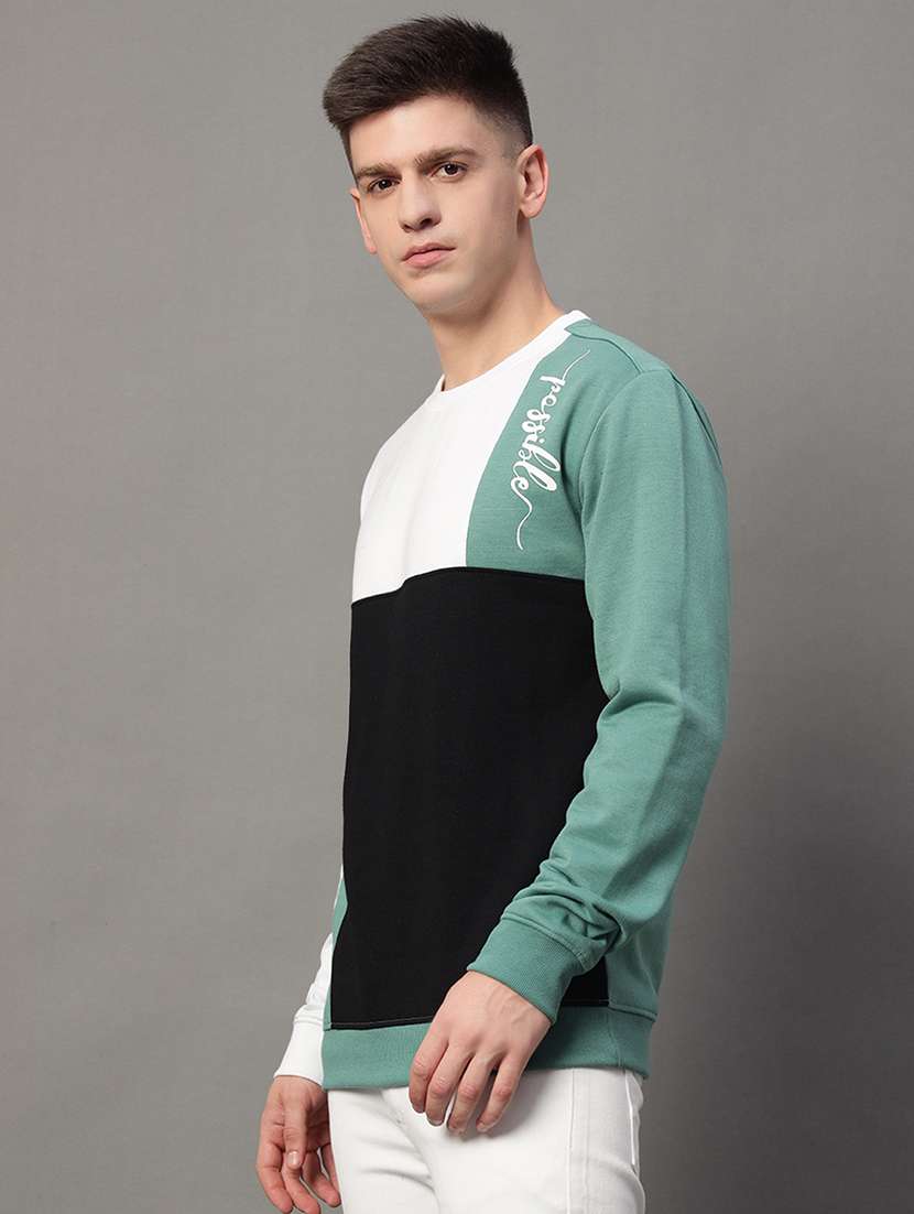 men long sleeves color block sweatshirt