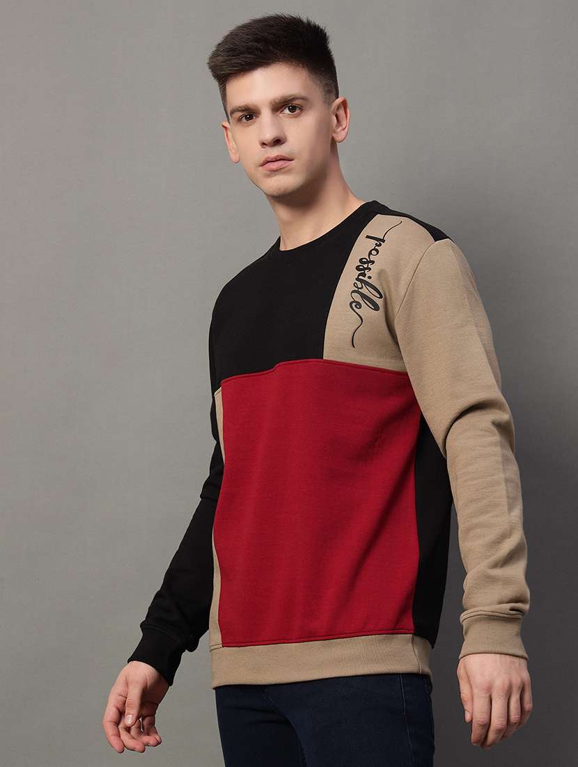 men long sleeves color block sweatshirt