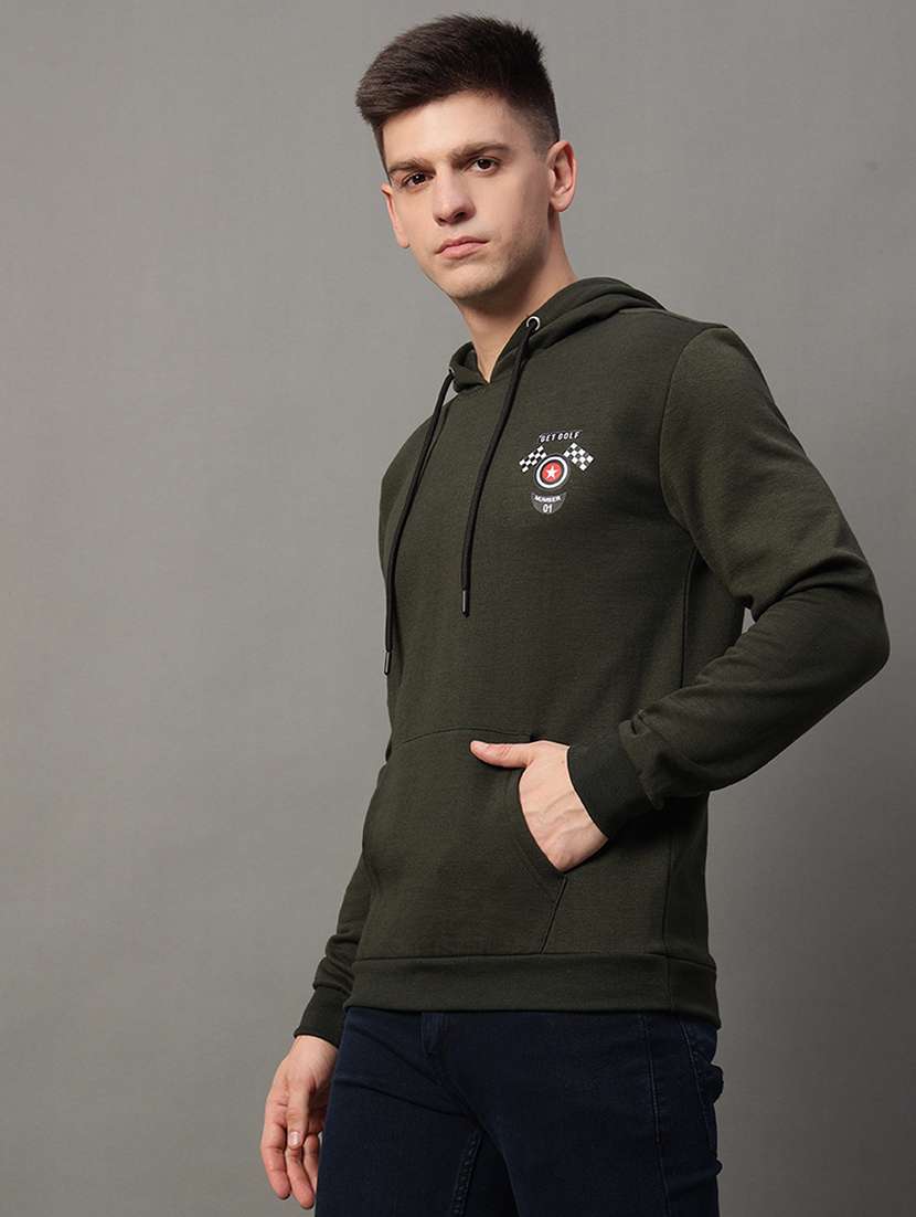 men long sleeves placement print sweatshirt