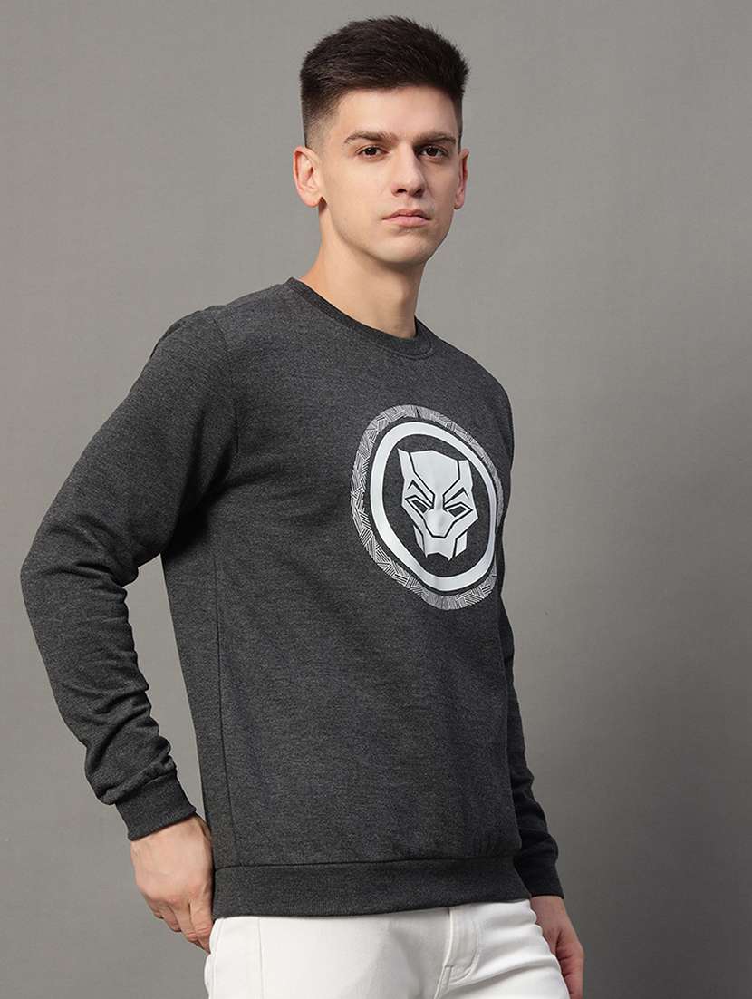 men long sleeves front print sweatshirt