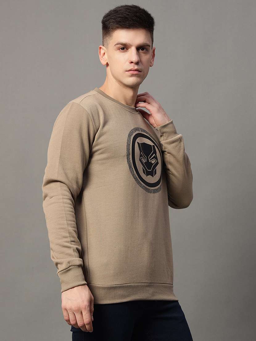men long sleeves front print sweatshirt