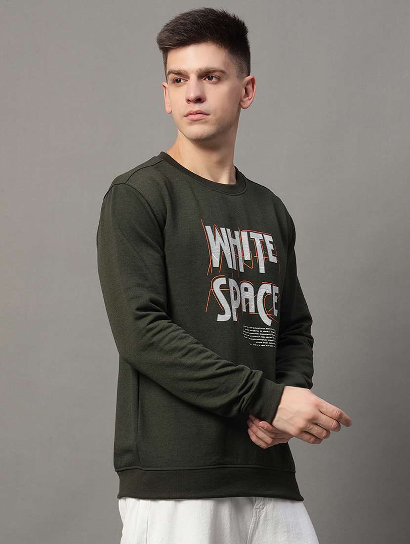 men long sleeves front print sweatshirt