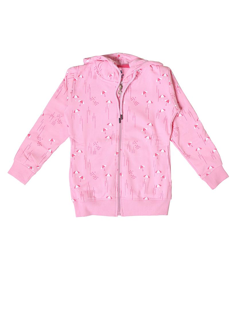 girls printed long sleeve hooded sweatshirt