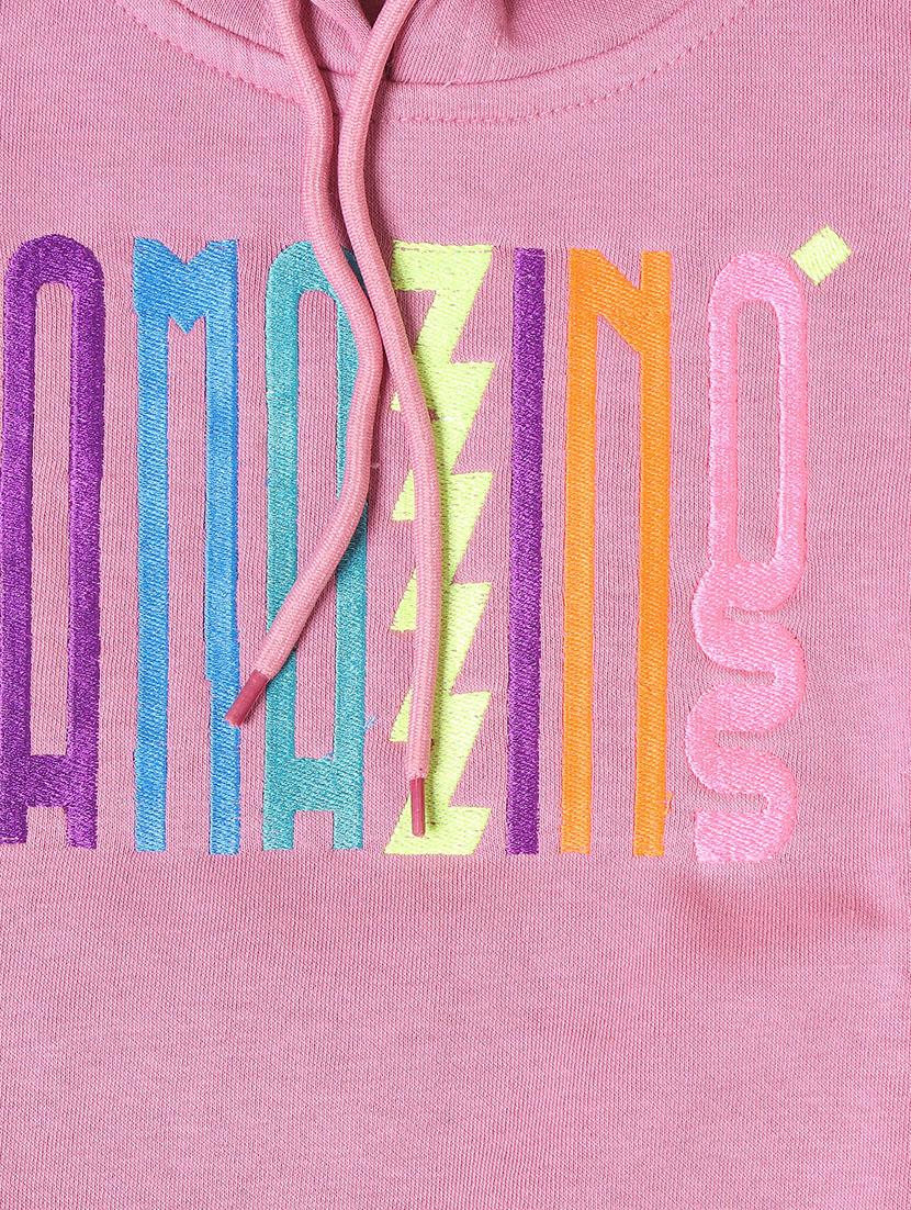 girls typographic long sleeve hooded sweatshirt - 21639244 - Standard Image - 3