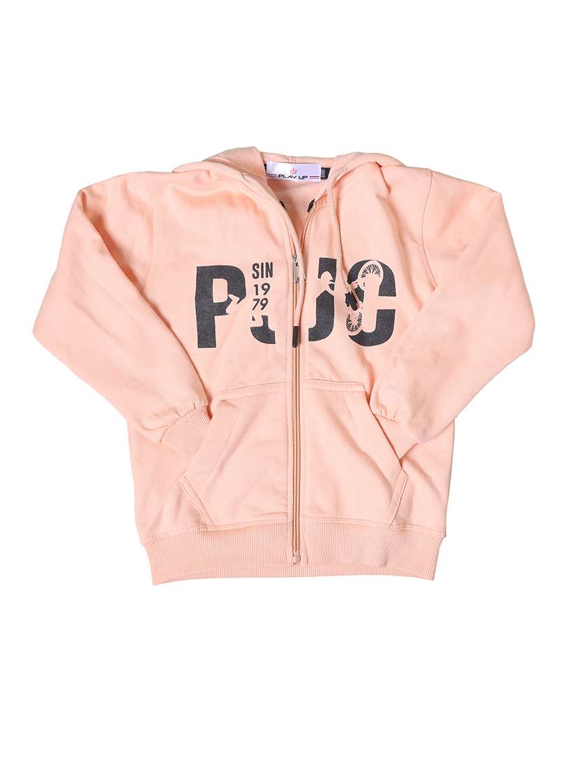 girls typographic long sleeve hooded sweatshirt