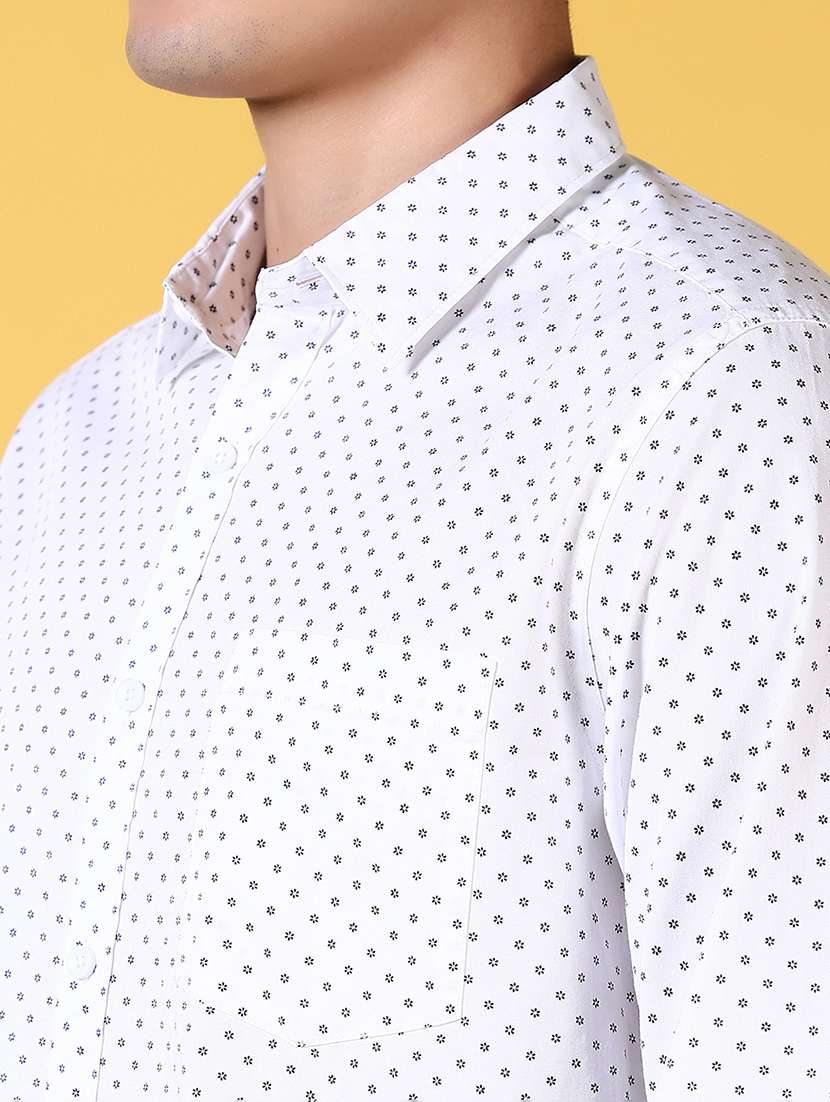 men micro print long sleeve casual shirt - 21639294 -  Standard Image - 5