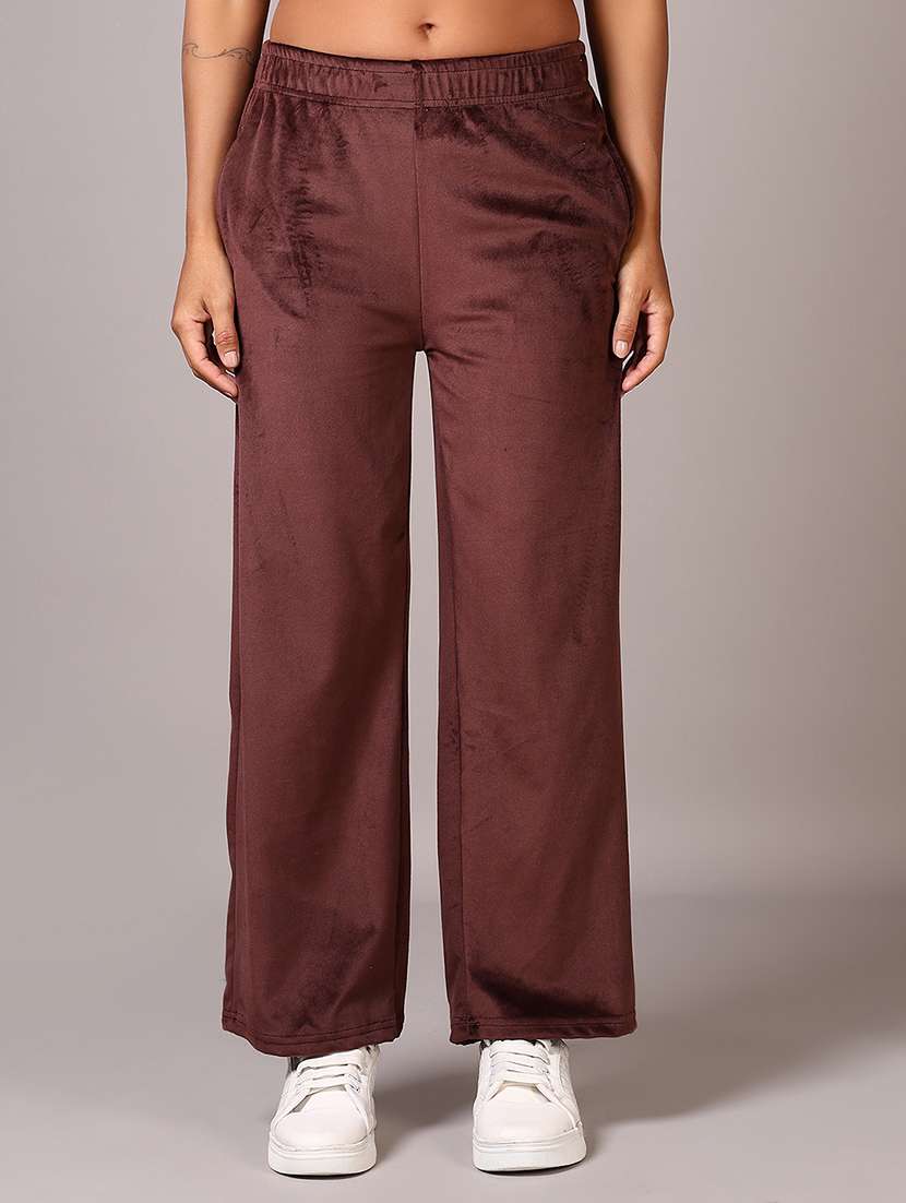 women  brown solid  mid rise straight trouser - 21639466 -  Zoom Image - 0