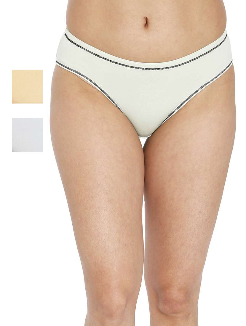 women solid mid rise panty combo