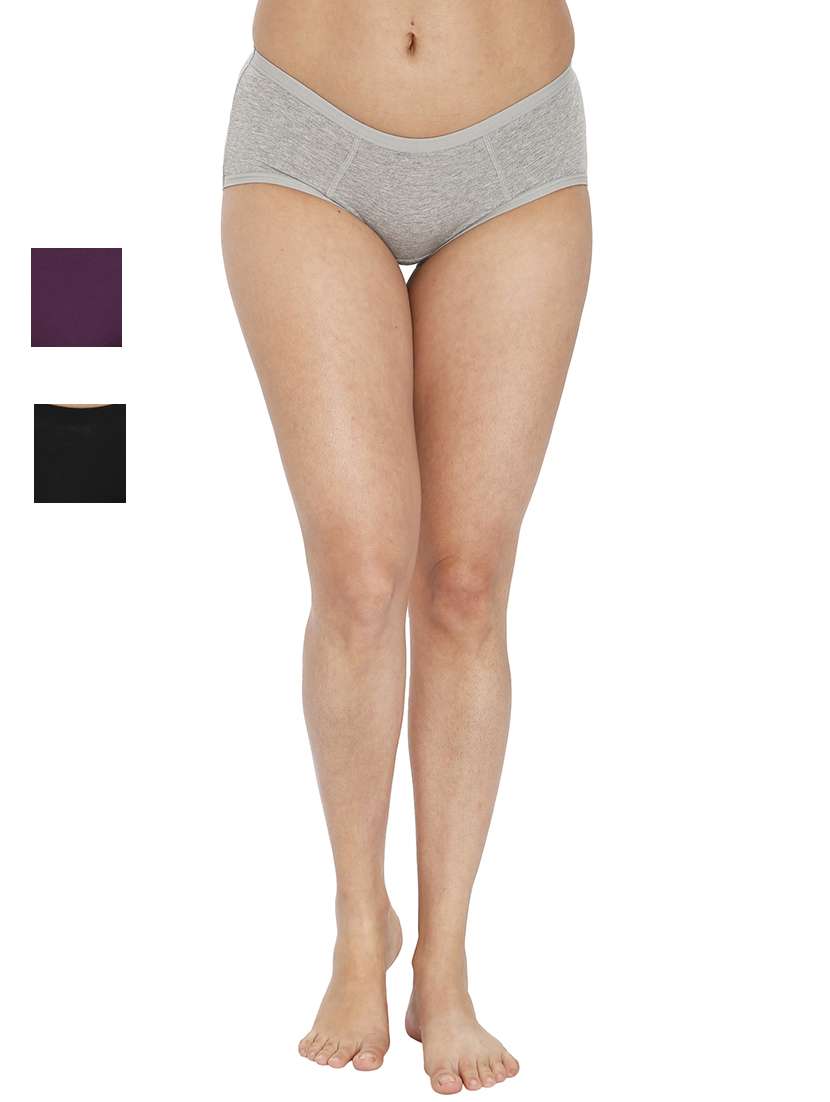 women solid mid rise panty combo