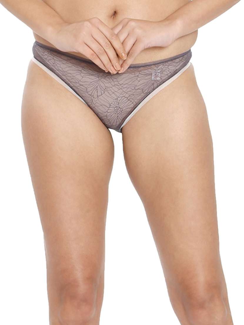 women grey lace bikini panty