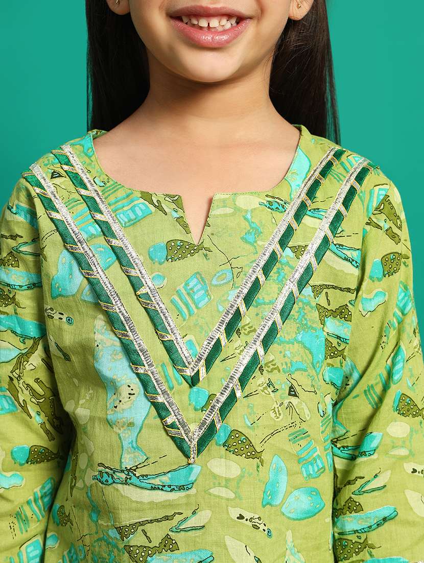 girls printed notch neck kurta salwar set - 21639739 -  Standard Image - 5