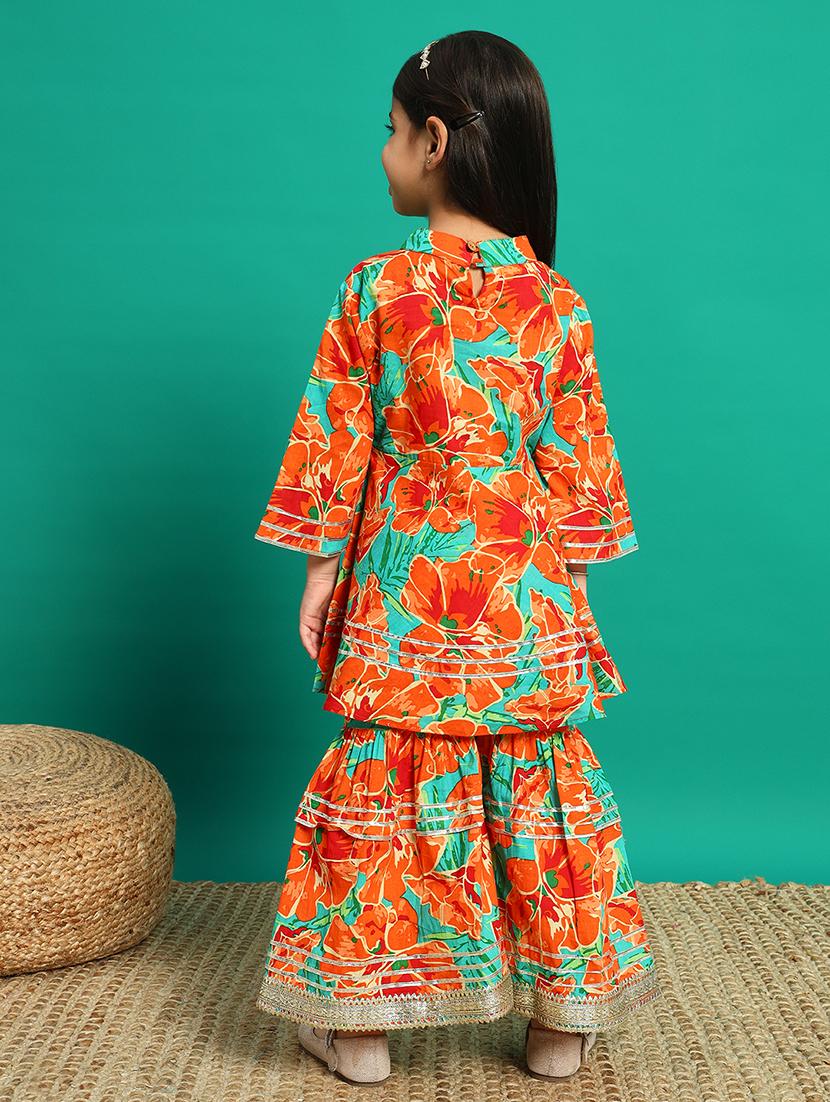 girls florals printed kurta sharara set - 21639740 - Standard Image - 3