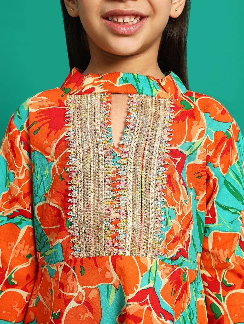girls florals printed kurta sharara set - 21639740 - Standard Image - 5