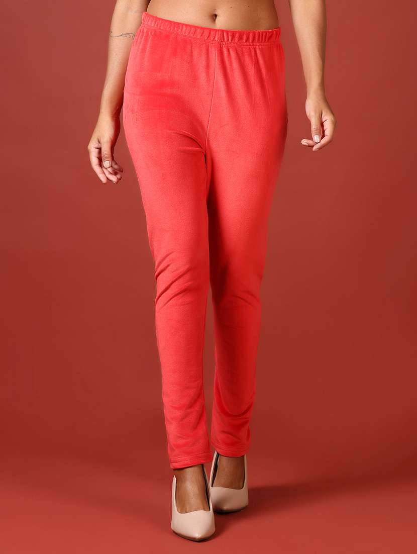 women solid mid rise woolen legging