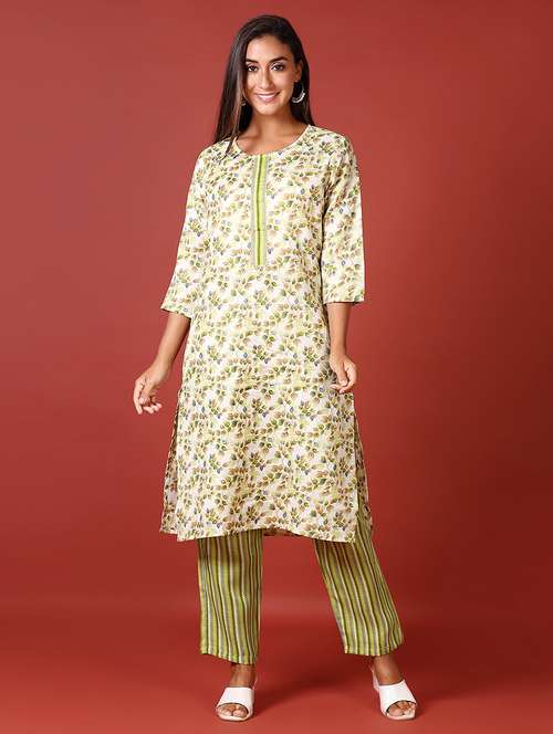 women three quarter sleeve kurta pant set - 21639816 -  Standard Image - 0