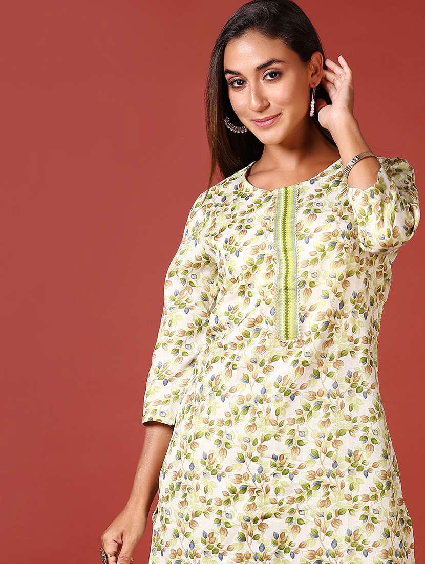 women three quarter sleeve kurta pant set - 21639816 -  Standard Image - 3