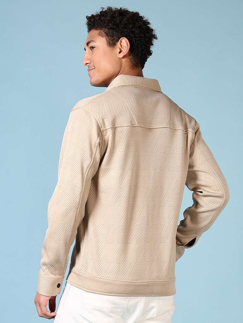 men long sleeves self design shacket - 21639828 -  Standard Image - 3