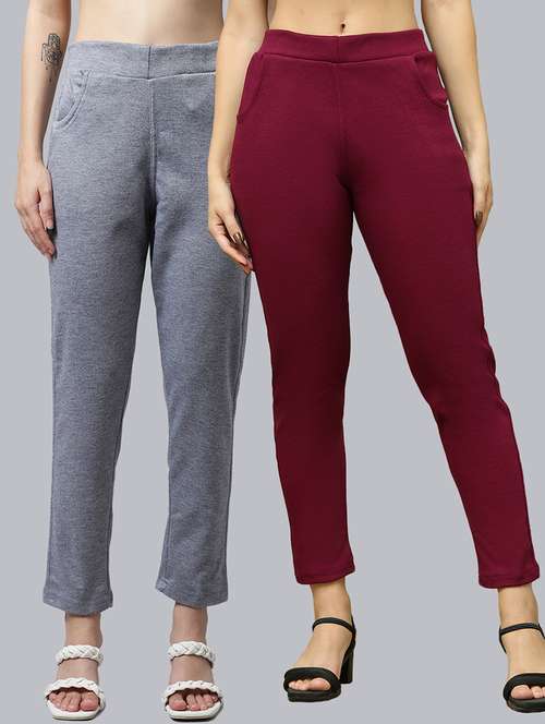 women pack of 2 solid woolen jeggings - 21639911 - Standard Image - 0