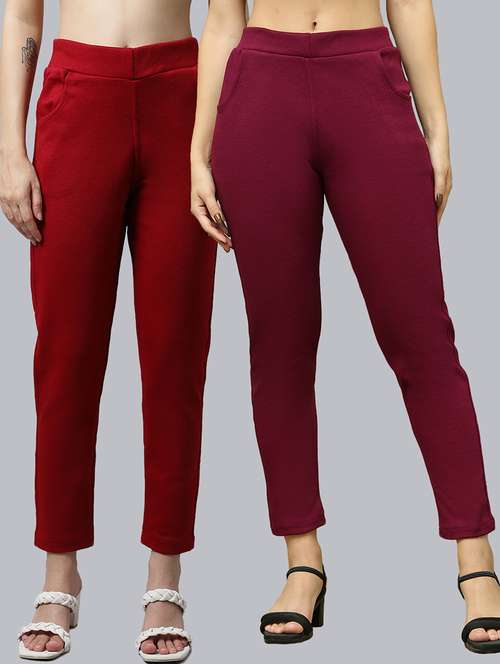women pack of 2 solid woolen jeggings - 21639914 -  Standard Image - 0
