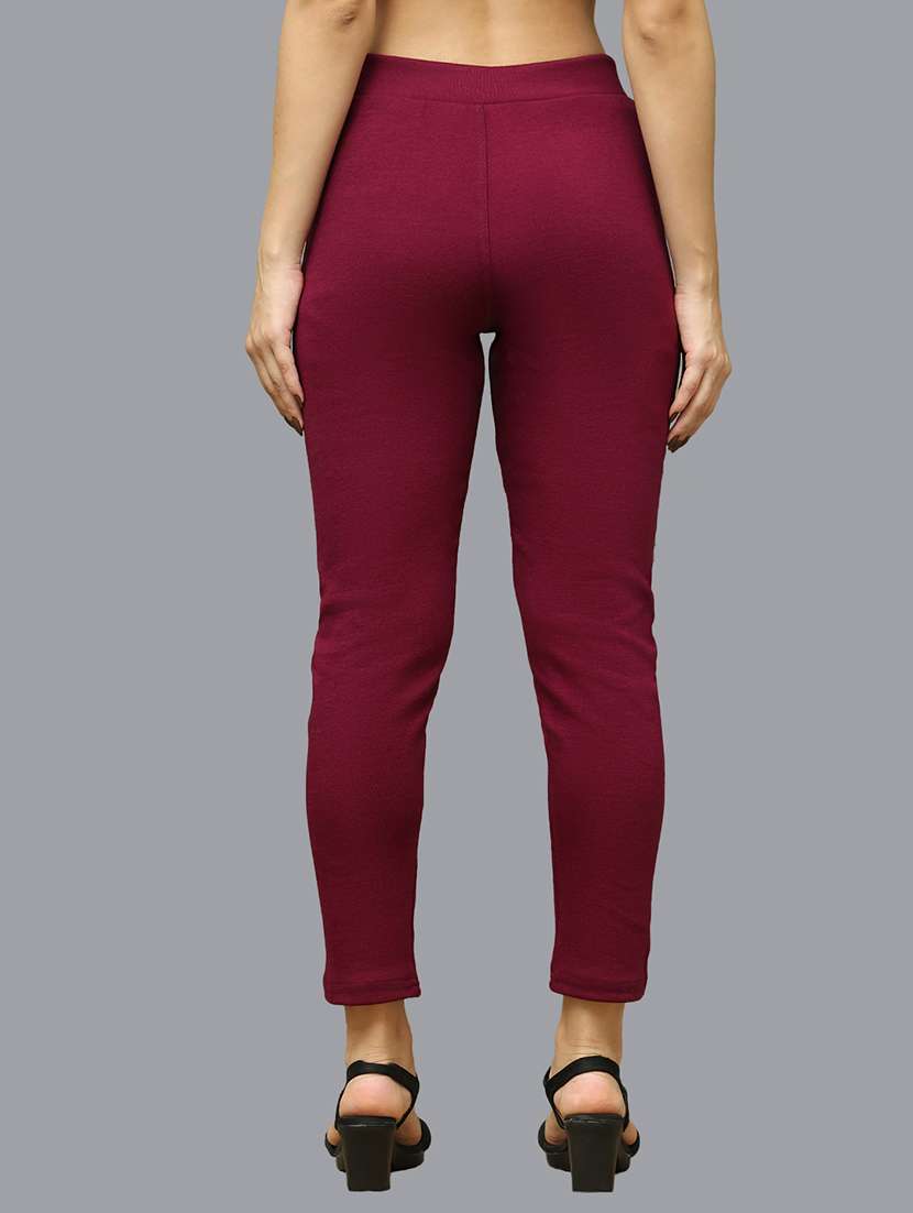 women pack of 2 solid woolen jeggings - 21639923 - Standard Image - 3