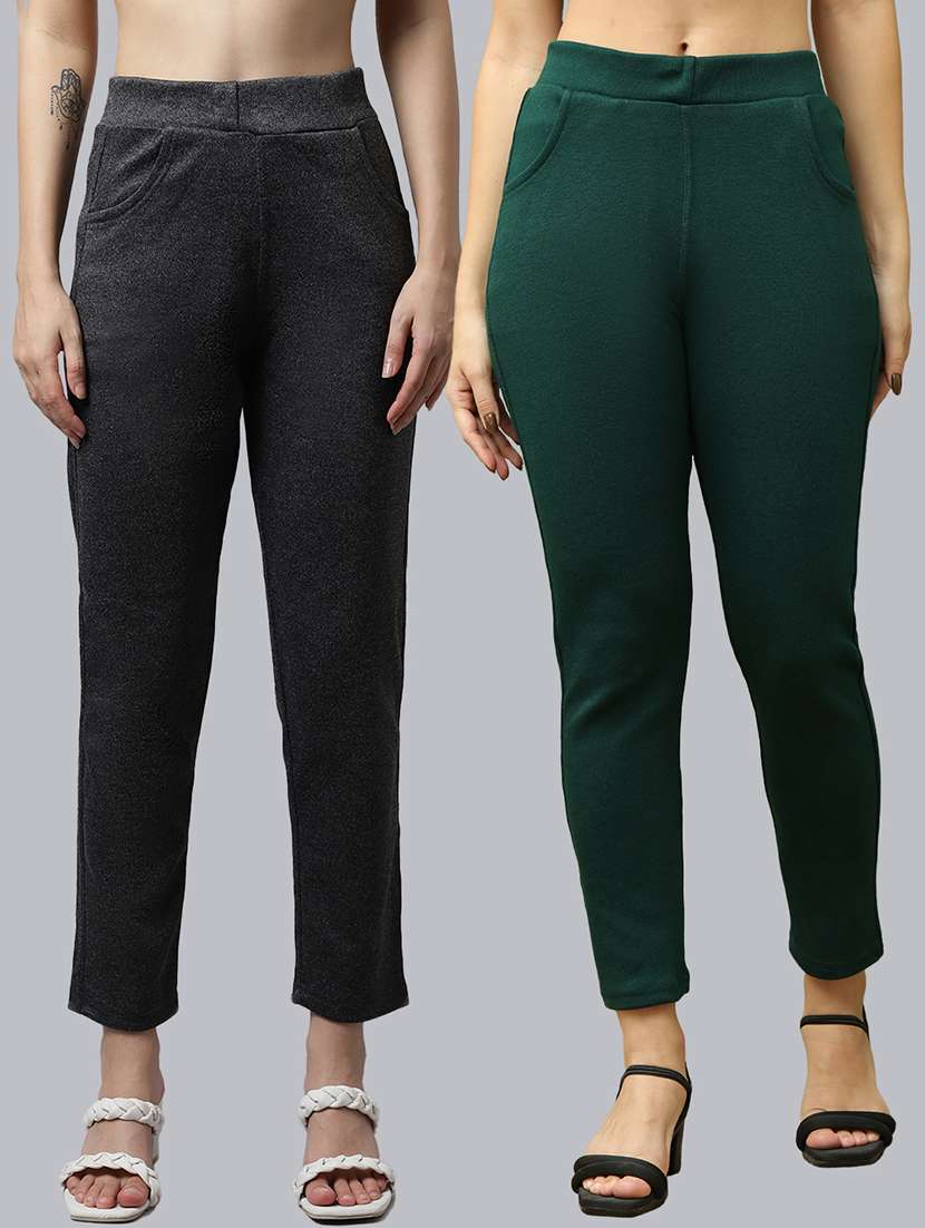 women pack of 2 plain woolen pants - 21639937 - Zoom Image - 0