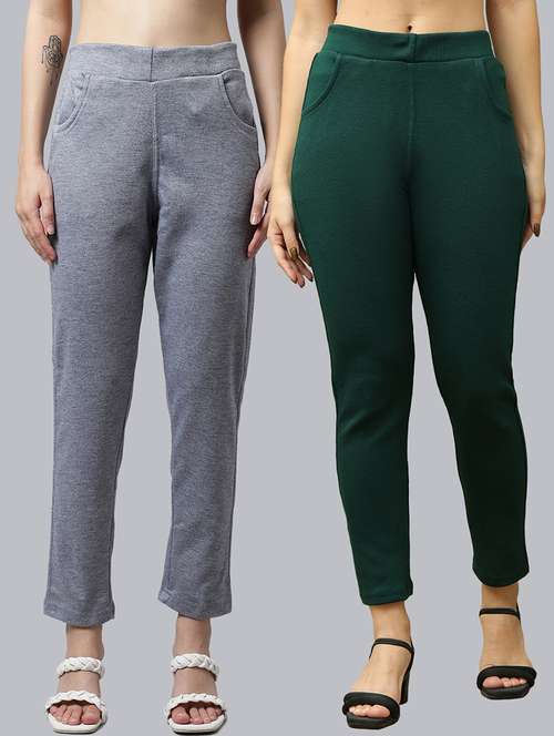 women pack of 2 plain woolen pants - 21639940 - Standard Image - 0