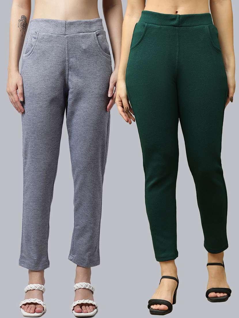 women pack of 2 plain woolen pants - 21639940 - Zoom Image - 0
