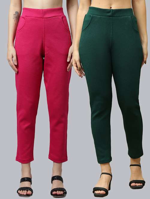 women pack of 2 plain woolen pants - 21639950 - Standard Image - 0