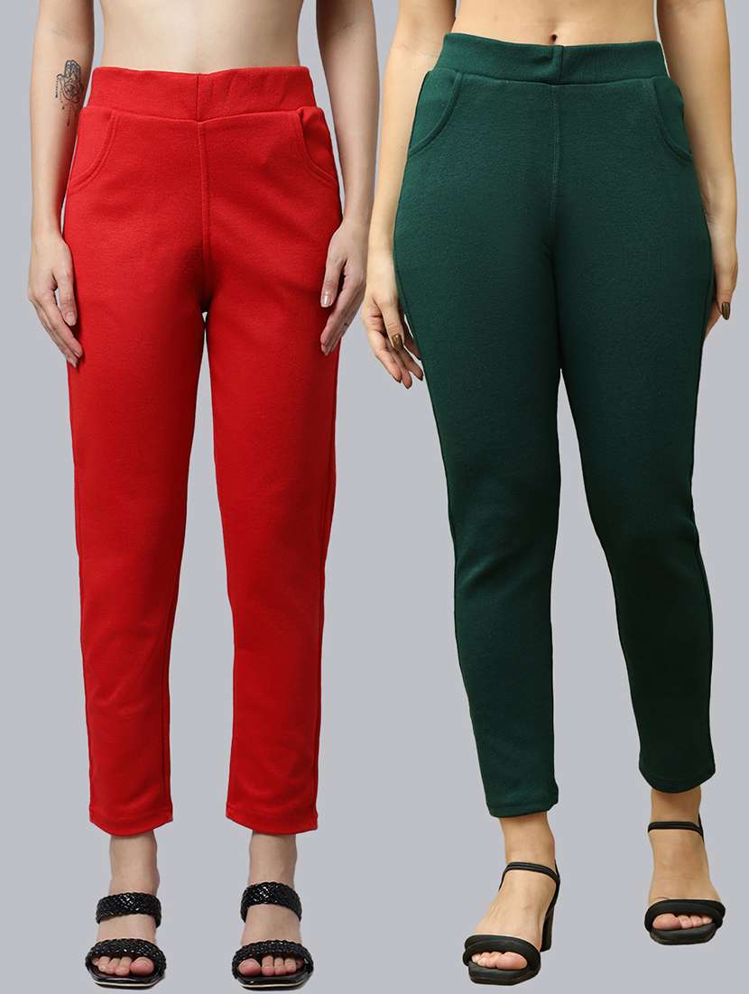 women pack of 2 plain woolen pants - 21639954 -  Zoom Image - 0