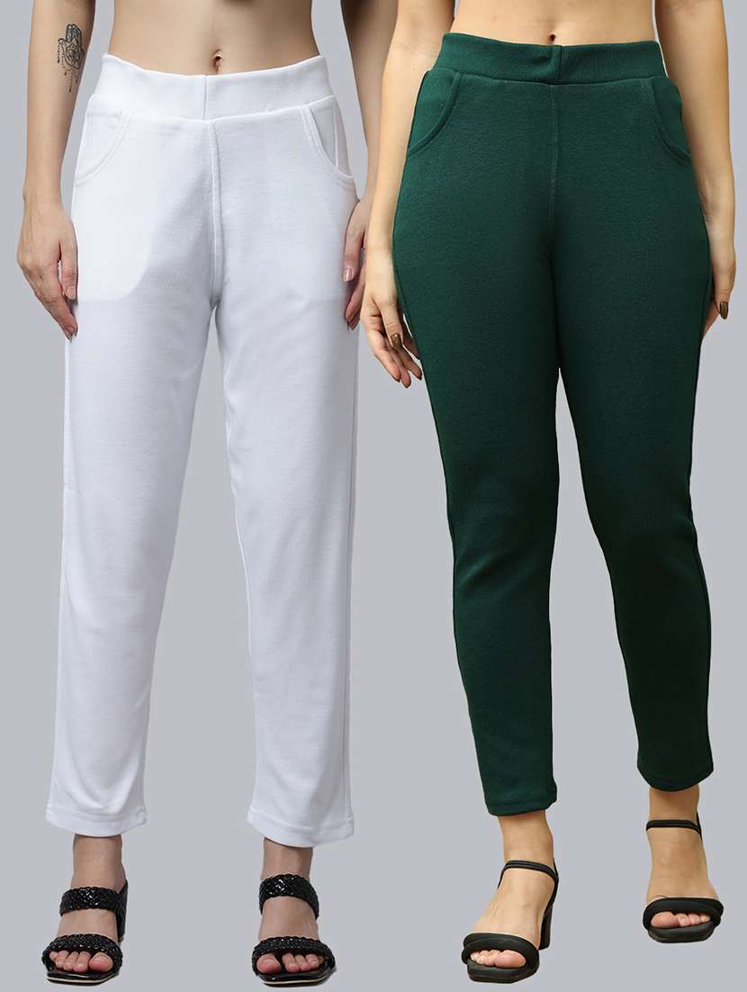 women pack of 2 plain woolen pants - 21639955 -  Zoom Image - 0