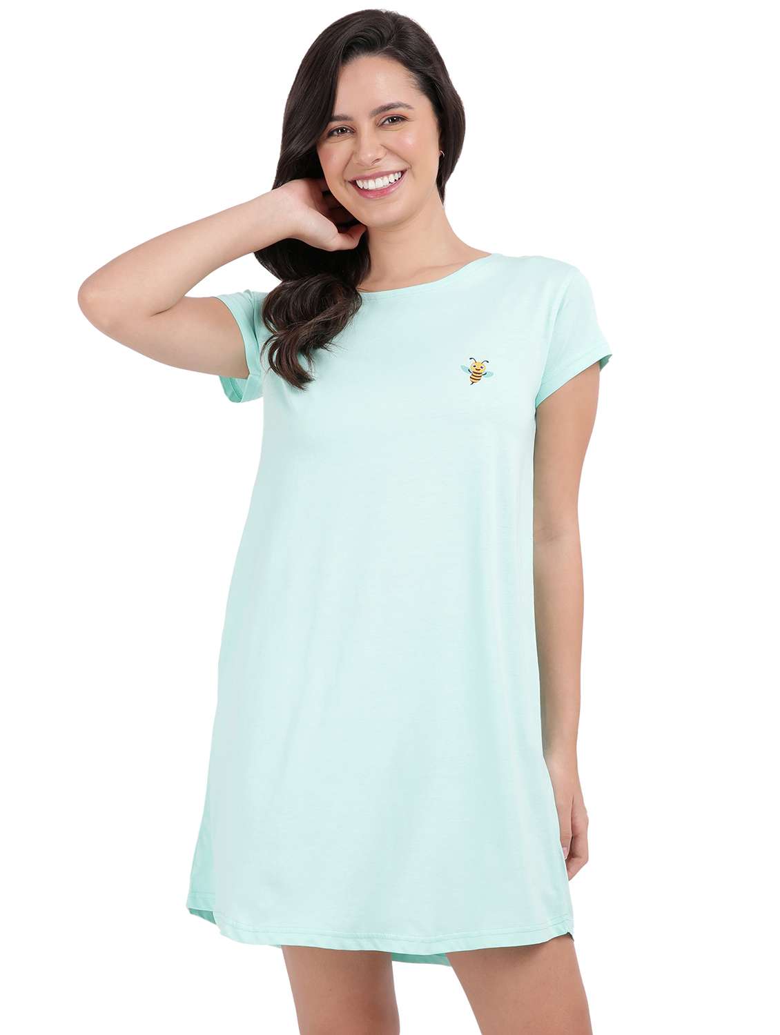 women solid short sleeve sleepshirt - 21639957 -  Zoom Image - 0