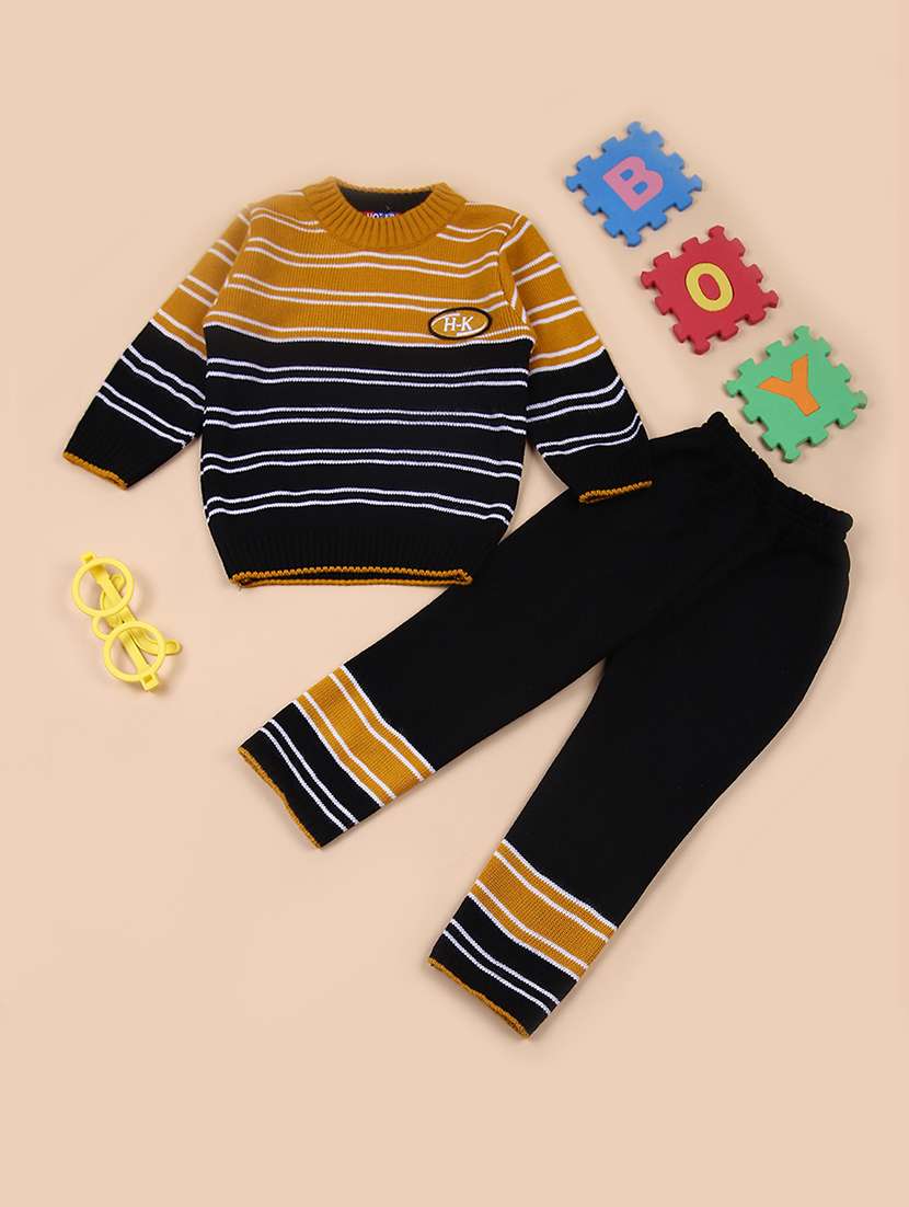 boys self designed long sleeve full length set