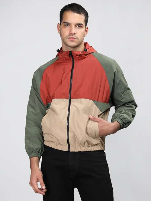 men color block long sleeve bomber jacket - 21640059 -  Standard Image - 0
