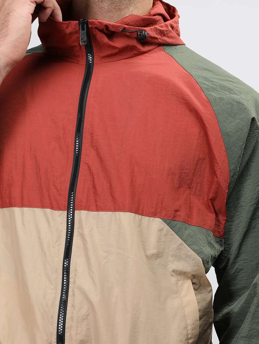 men color block long sleeve bomber jacket - 21640059 - Standard Image - 5