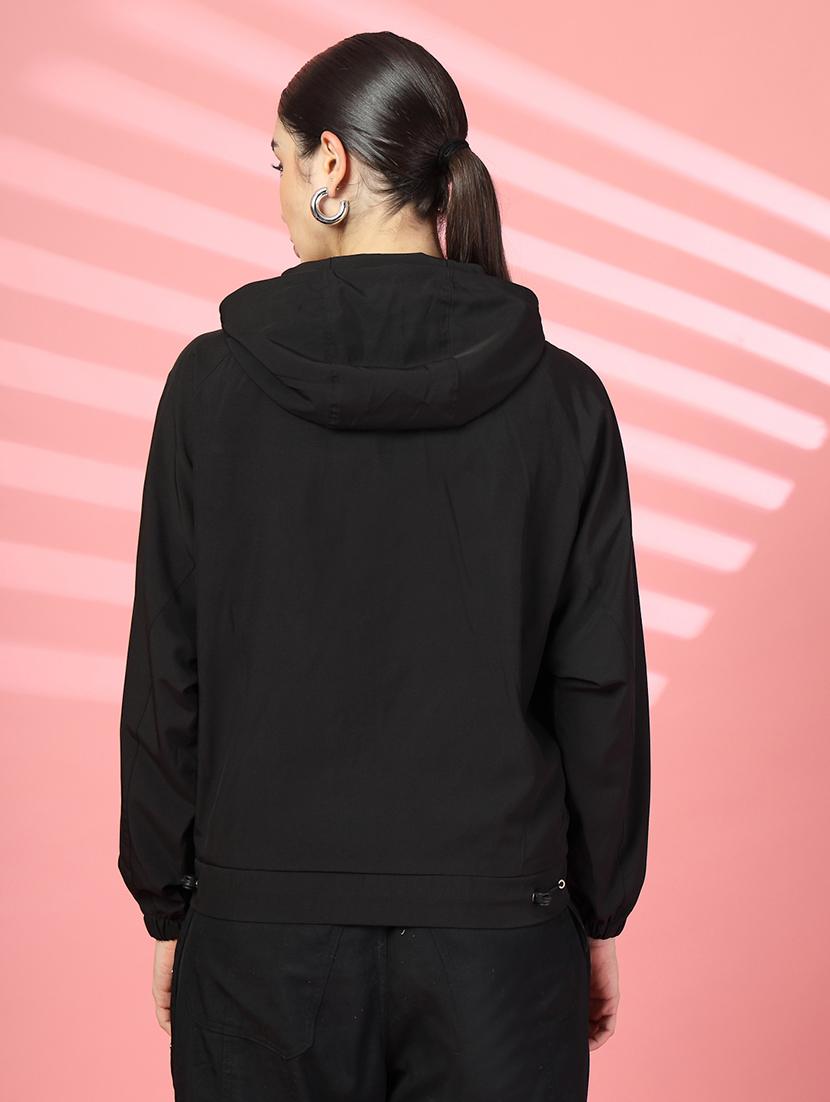 women plain long sleeve & hood neck jacket - 21640079 - Standard Image - 3