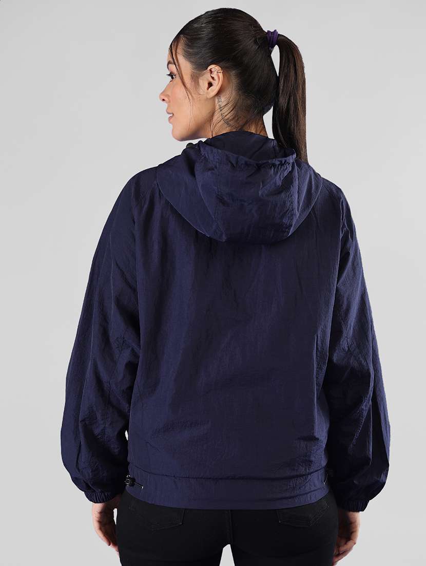 women plain long sleeve & hood neck jacket - 21640081 - Standard Image - 3
