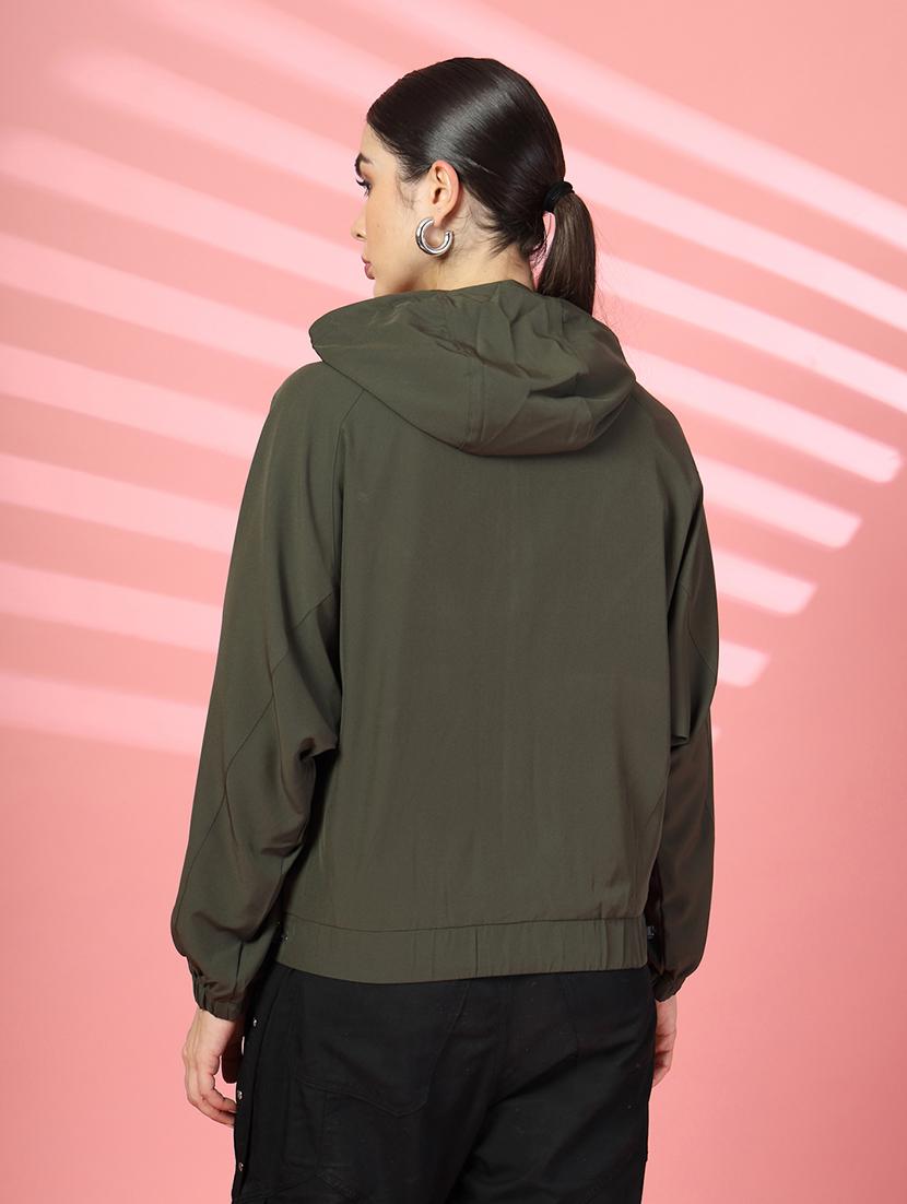 women plain long sleeve & hood neck jacket - 21640082 - Standard Image - 3