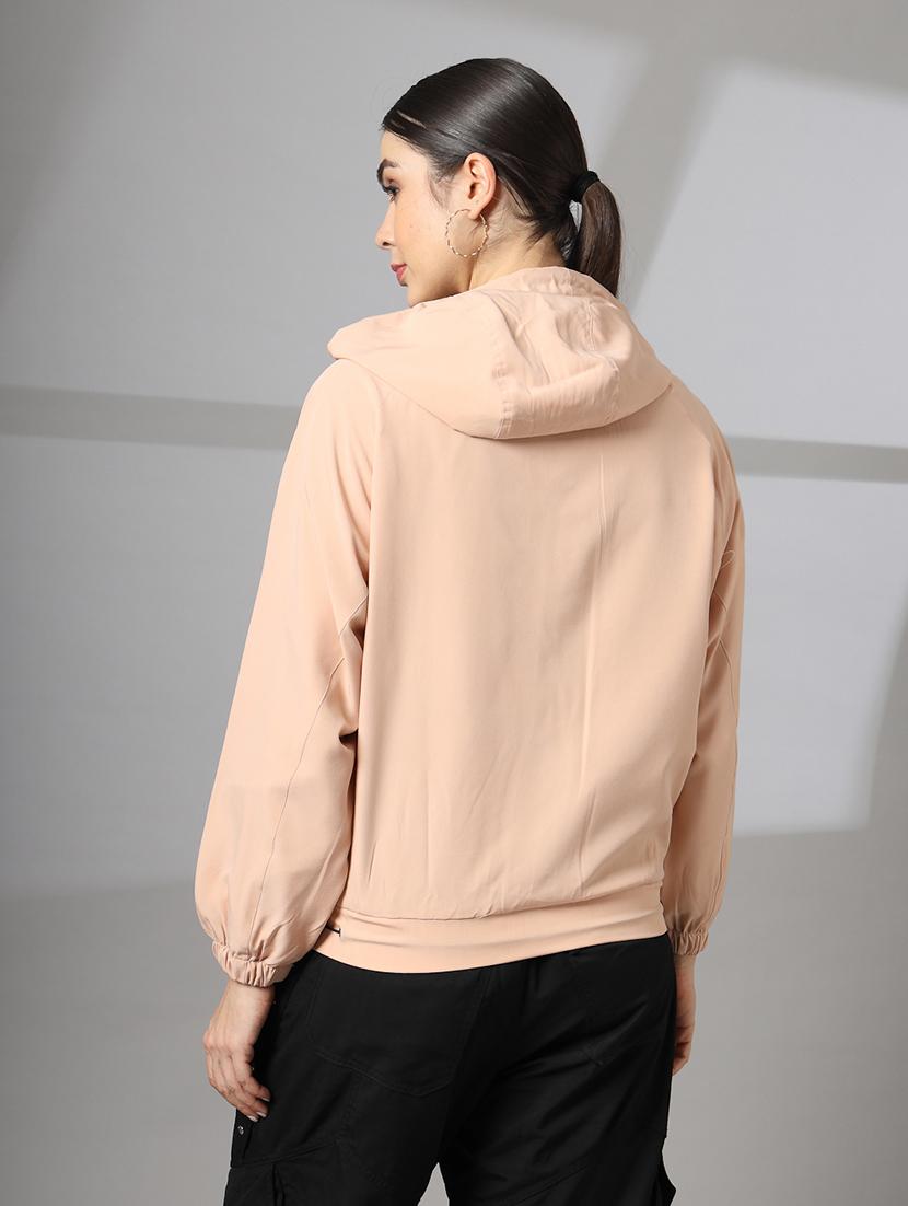 women plain long sleeve & hood neck jacket - 21640083 - Standard Image - 3