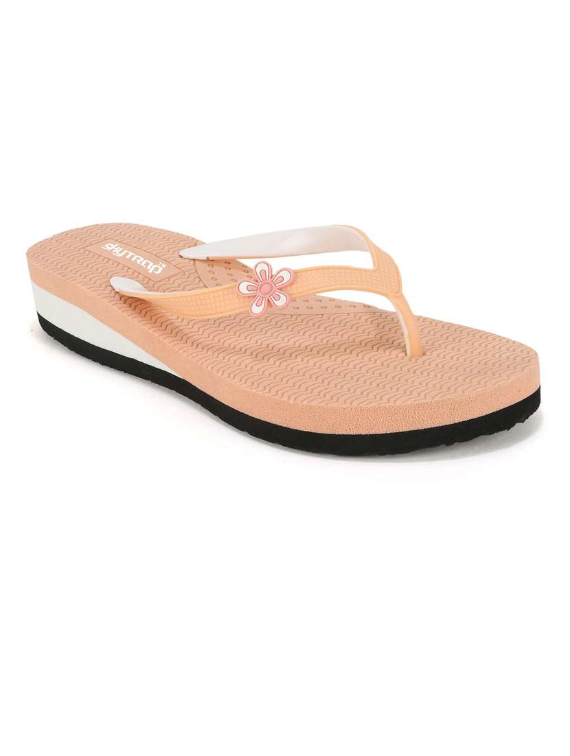 women peach open toe slippers