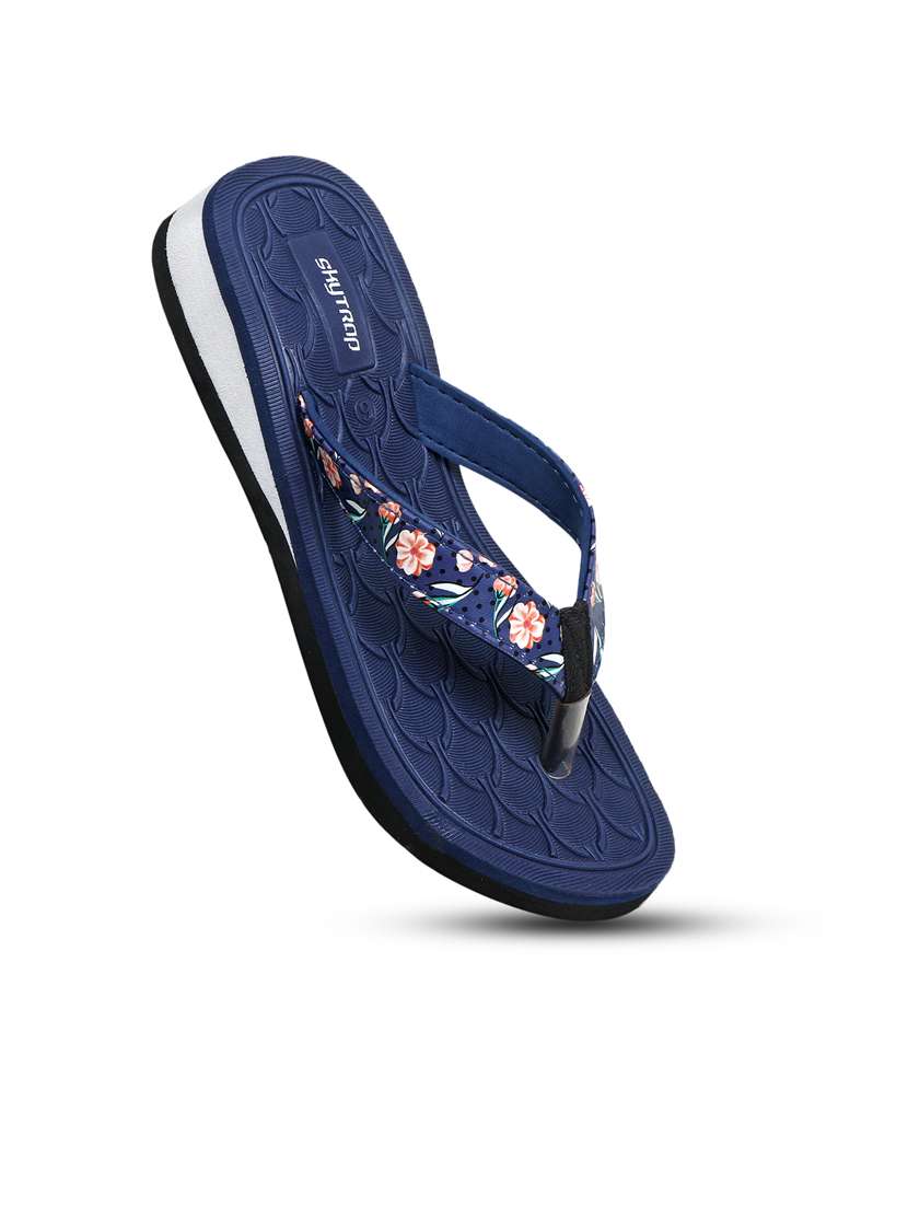 women navy blue open toe slippers