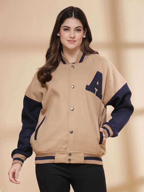 women oversized color block long sleeve varsity jacket  - 21640954 -  Standard Image - 0
