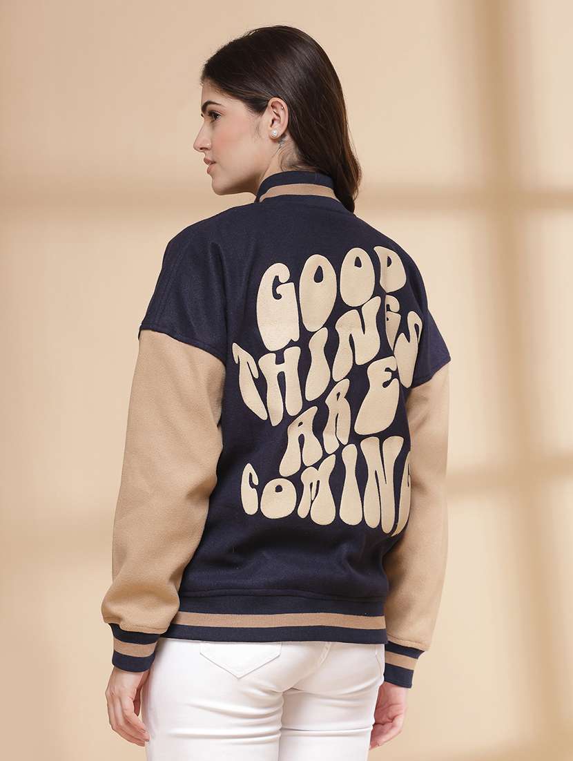 women oversized color block long sleeve varsity jacket  - 21640955 -  Standard Image - 3