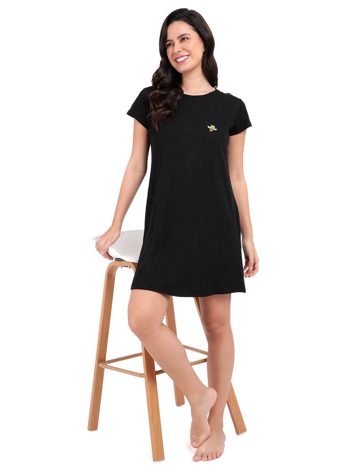 women solid short sleeve sleepshirt - 21640999 -  Standard Image - 3