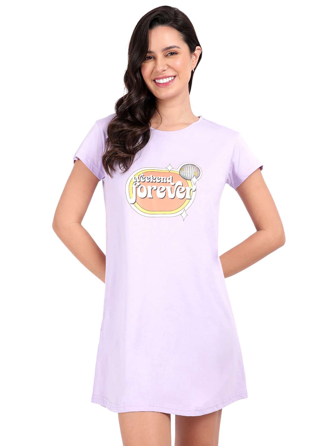 women solid short sleeve sleepshirt