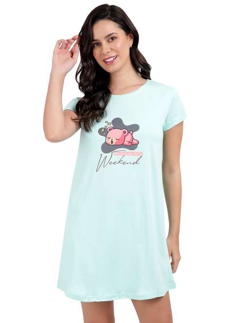 women front print short sleeves sleepshirt - 21641010 -  Standard Image - 0